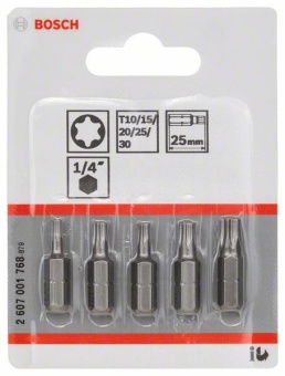 Набор из 5 насадок-бит Extra Hart (Torx®) T 10 T 15 T 20 T 25 T 30 25 mm 2607001768